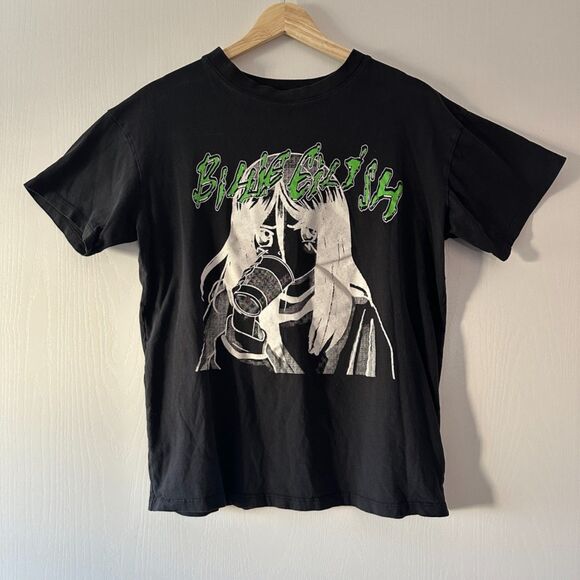 Billie Eillish Anime Portrait‎ with Cup White Print T-Shirt Oversized Size XS - Picture 1 of 6